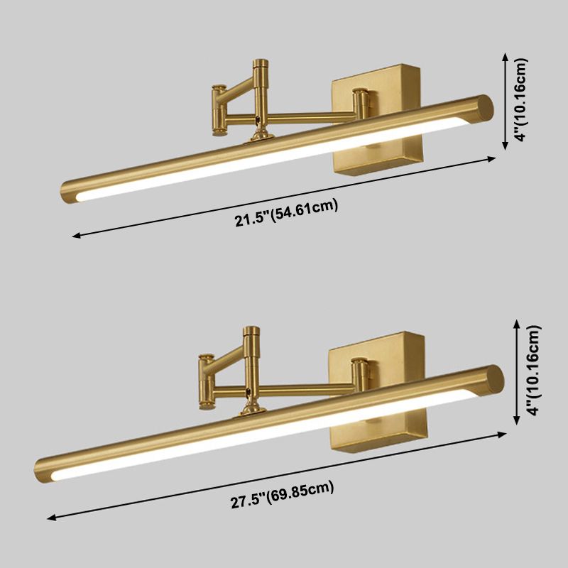 Linear Shade 1-Light  Wall Sconce Post-Modern Style Mirror Wall Lighting in Brass