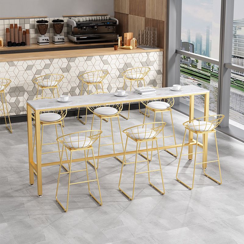 Glam Style Rectangle Bar Table 1/2/7 Pieces Faux Marble Counter Table