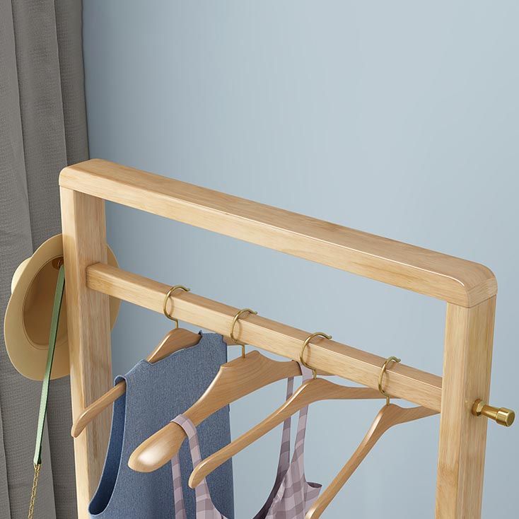 Solid Wood Storage Armoire Modern Style Bedroom Wardrobe with Shelves