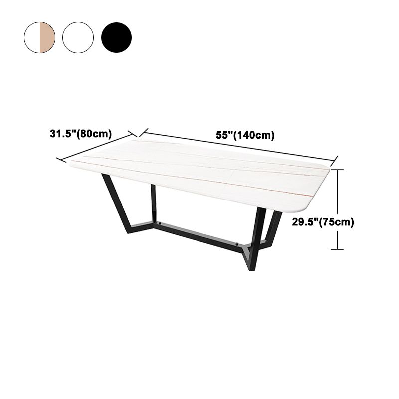 Sintered Stone Top Modern Table for Restaurant Oval Dining Table with Trestle Base