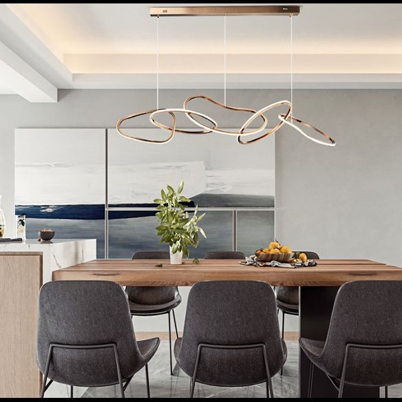 Nordic Simple Hanging Multiple Rings Chandelier Pendant Light Metal Ceiling Lights Fixture for Restaurant