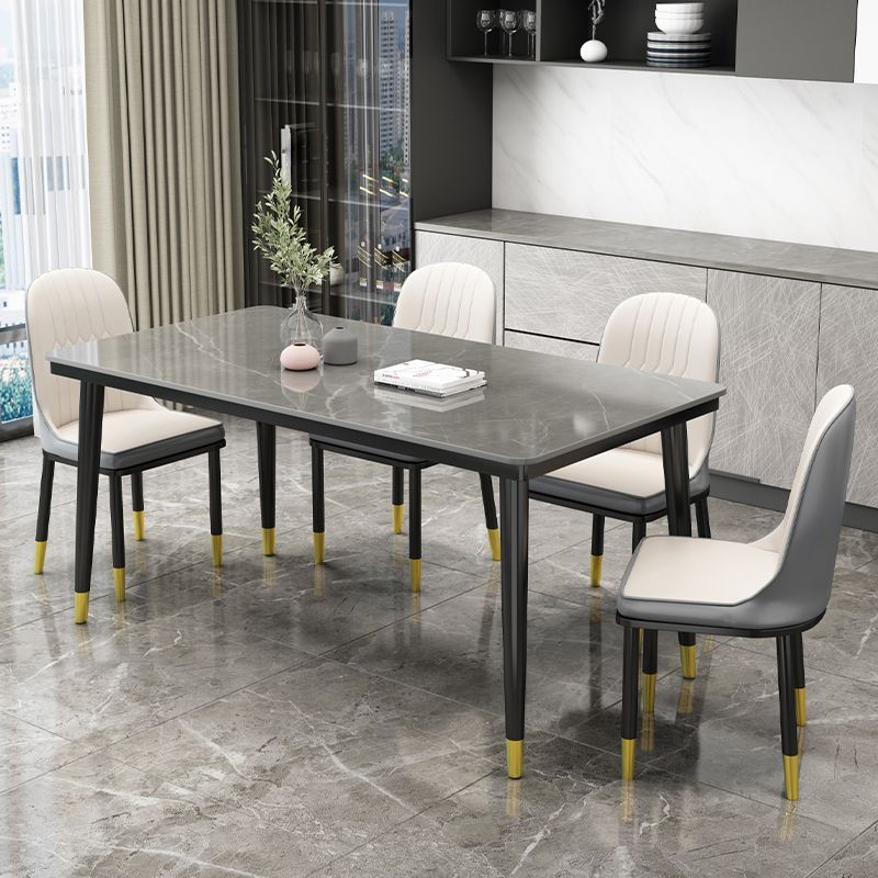 Silla de comedor sin brazos con respaldo sólido de comedor de cuero de PU de estilo escandinavo
