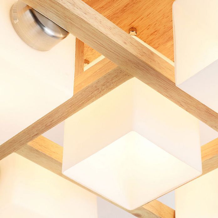 Wood Geometric Flush Mount Lights Contemporary Style Multi Lights Flush Ceiling Light