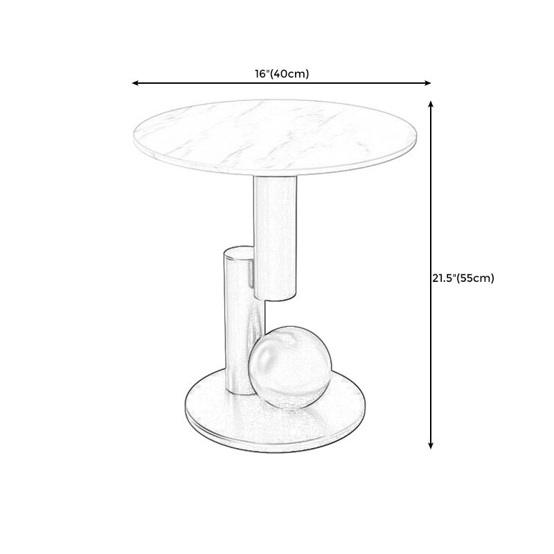 21.6"H Modern Single Pedestal Base Solid Color Metal Round End Table