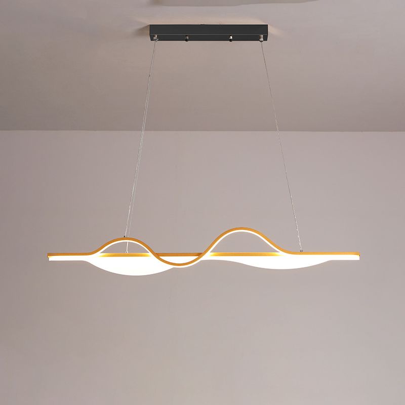 Modern Creative LED Pendant Light Metal Linear Island Light with Acrylic Shade