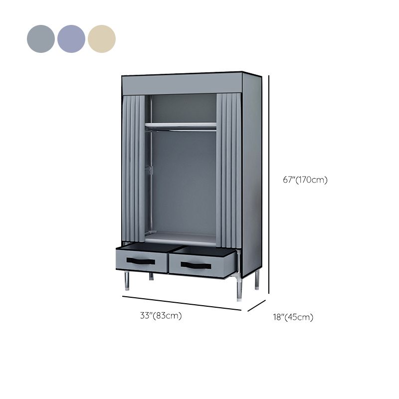 Matte Finish Wardrobe for Home Modern Style Storage Cabinet with Metal Frame