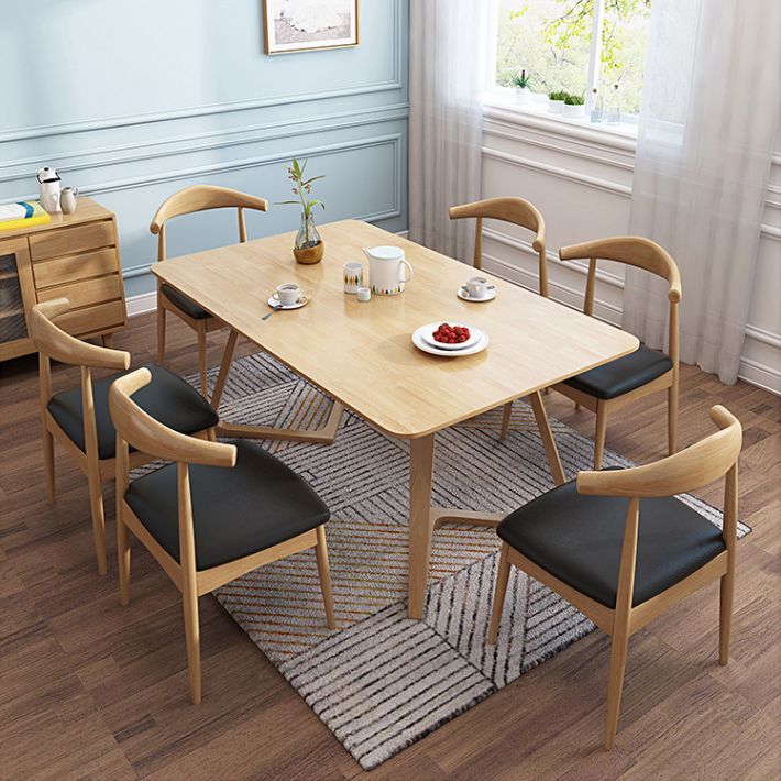 Rubberwood Solid Wood Dining Table Rectangle Table for Home Kitchen