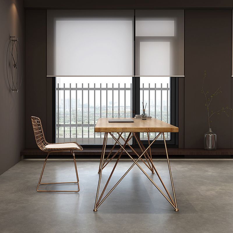Rectangle Luxury Dining Table Wood Color Fixed Table of Solid Wood with 4 Legs