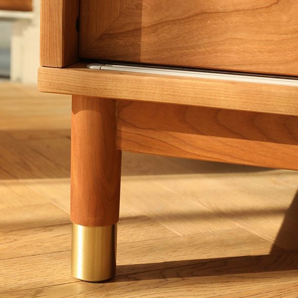 Modern Solid Wood Wardrobe Cabinet 2 Sliding Doors Sliding with Drawer