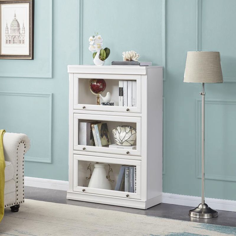 Modern Style Solid Wood Bookcase Rectangular Shelves with Doors