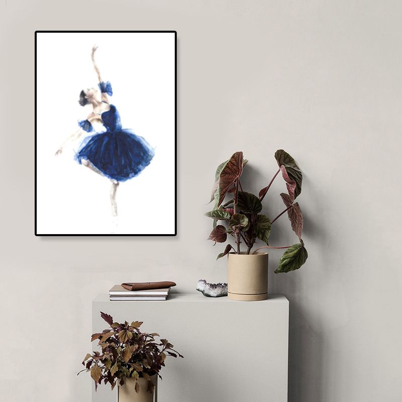 Pastel Drawing Ballet Girl Canvas Dance Nordic Textured Wall Art Print for Bedroom