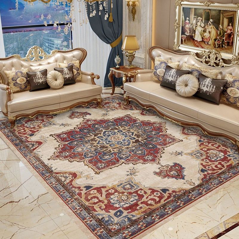 Moroccan Tribal Totem Rug Multicolor Polyester Carpet Stain Resistant Indoor Rug for Home Decoration