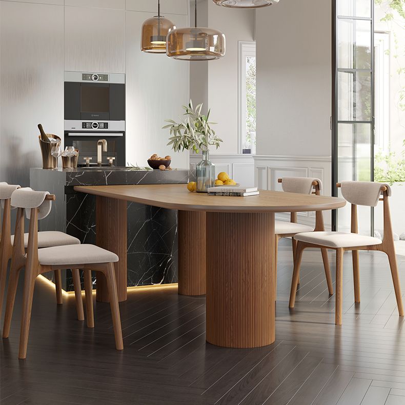 Contemporary Dining Table Solid Wood Table with 3 Legs for Dining Room