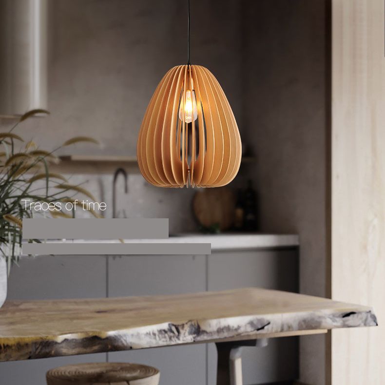 Lampada a sospensione a pendente a legna la luce del soffitto a 1 luce contemporanea per sala da pranzo