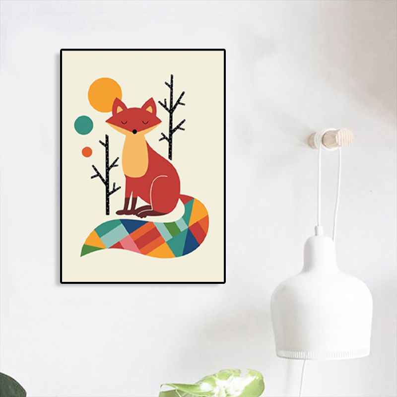 Toile d'art Animal de Style enfants, décoration murale texturée de couleur Pastel pour chambre d'enfant