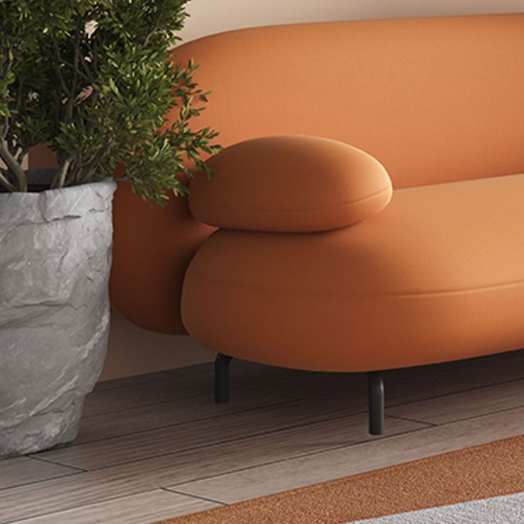 Scandinavian Settee Leather Living Room Pillow Top Arm Cushions Seating
