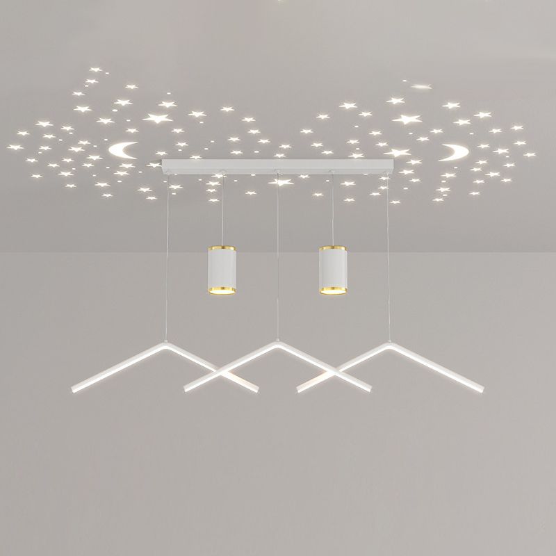 Zeitgenössischer Stil linearer Form Island Leuchten Metall 3 Licht hängende Anhängerleuchten
