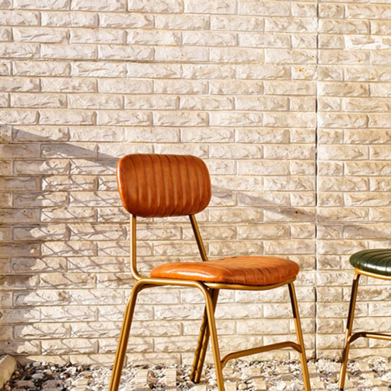 Chaises de salle à manger sans bras rembourrées, chaise latérale à dossier ouvert industriel avec pieds en métal