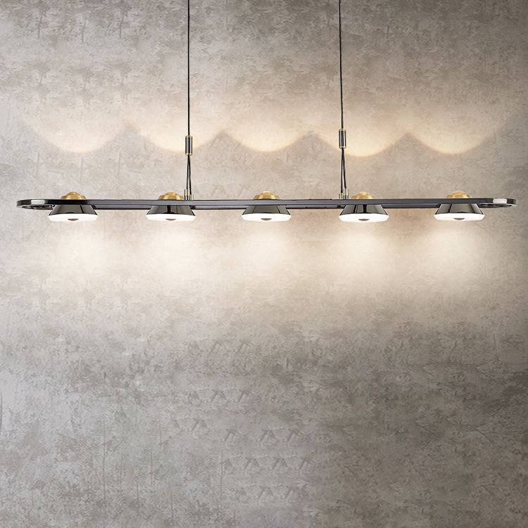 Black and Gold Hanging Light Modern Island Light Fixture with Metal for Dining Room