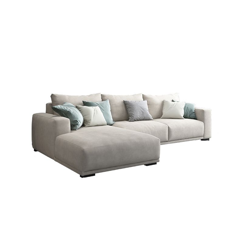 Modernism Cushions Sofa & Chaise 33.46" H Faux Leather Loose Back Sofa in White