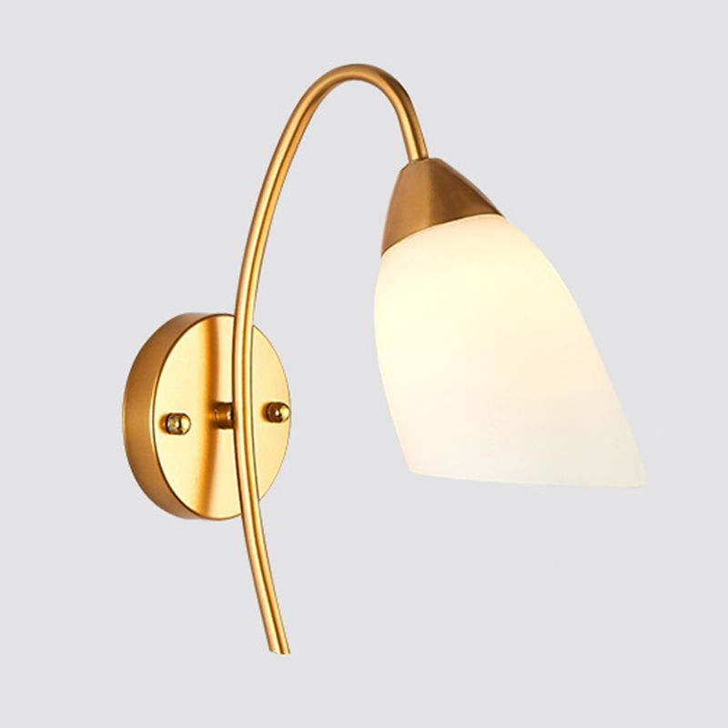 Metal Modern Wall Sconce Geometric Shape Vanity Light with Glass Shade for Bathroom