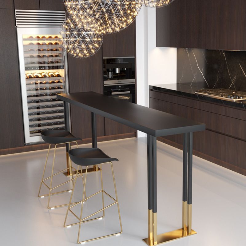 Solid Wood Bar Dinner Table Contemporary Bar Table with Sled Base