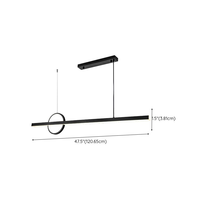 Linear Hanging Island Lights Modern Metal Chandelier Light in Black for Dining Room