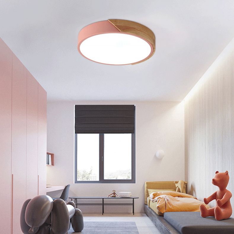 Round Flush Mount Light 1 Light Acrylic Modern Macaron Flush Mount Spotlight for Bedroom