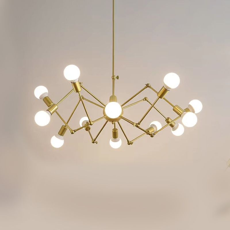 Spider hanger verlichtingsarmaturen Moderne multidichte gouden kroonluchter lamp voor restaurant