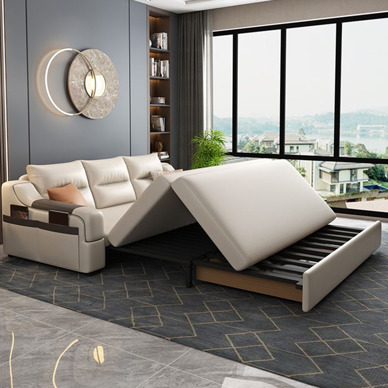 Bonded Leather Sofa Futon Contemporary Futon Sleeper Sofa with Storage