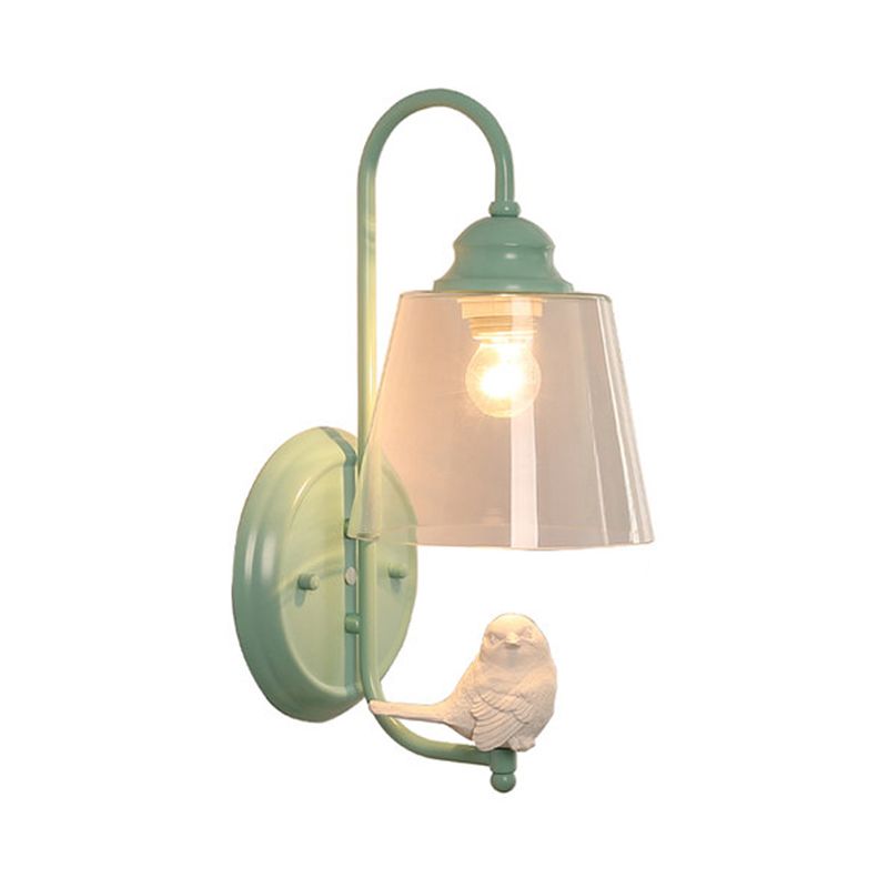 Tapered Shade Wall Light with Pigeon Deco 1 Head Metal Modern Style Sconce Light
