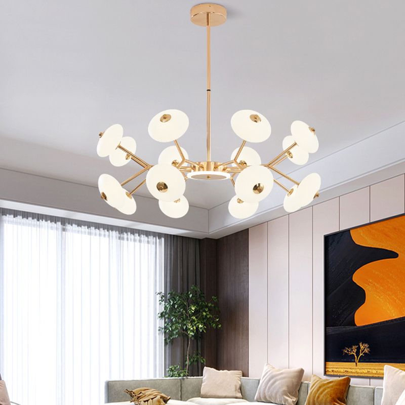 Bean Shaped Chandelier Minimalist Acrylic Bedroom LED Hanging Ceiling Light in Gold