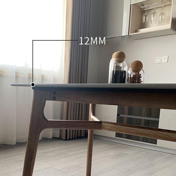 Modern Style Ash White Slate Rectangular Dining Table Set with 4 Legs Base