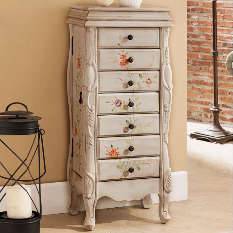 Contemporary Glam Storage Dresser Rubber Wood Storage Chest Dresser for Bedroom
