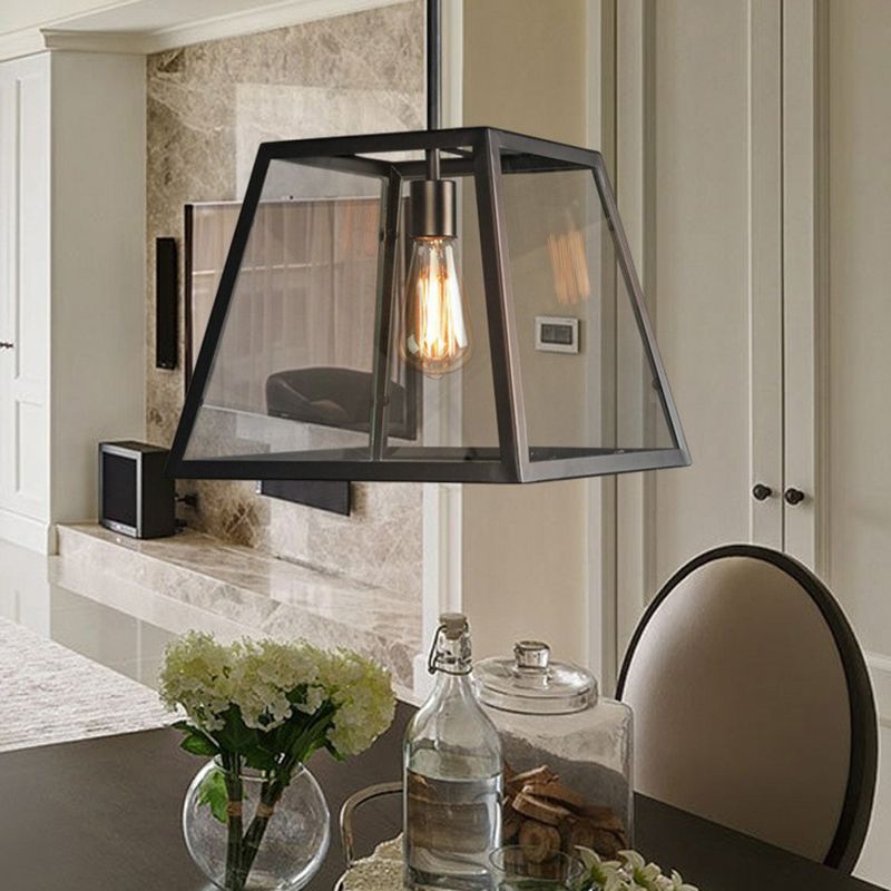 1-licht hanger licht Antiek trapezoid helder glas hangend licht voor restaurant