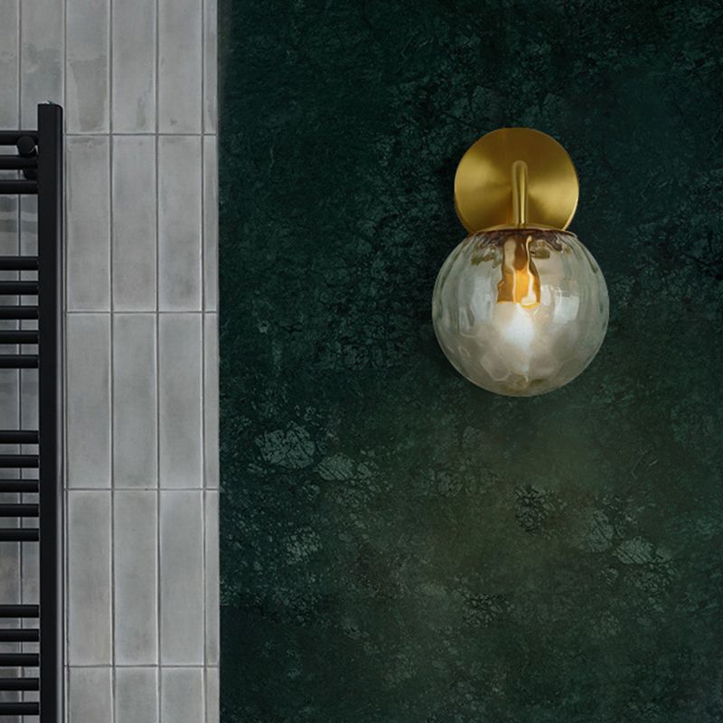 Modern Metal Wall Sconce Ball Shape Vanity Lamp with Glass Shade for Bathroom
