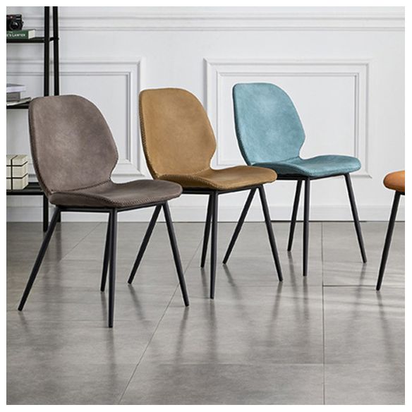 Sillas de comedor de cuero sin brazos con respaldo sólido de diseño industrial para cocina