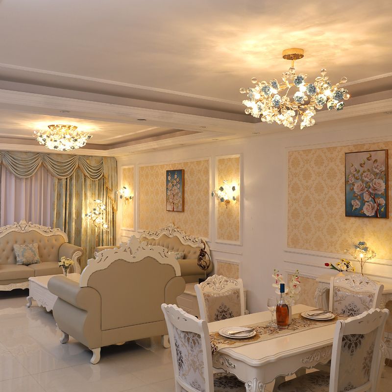 Lámpara de cerámica de techo de techo de estilo pastoral Cerámica de flush.