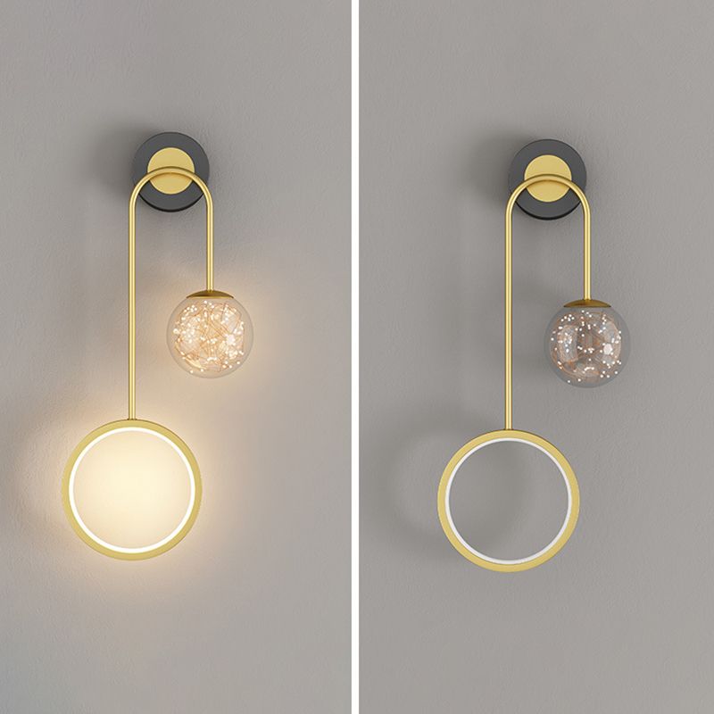 Modern Style Spherical Shape Wall Sconce Glass 2 Light Sconces for Bedroom