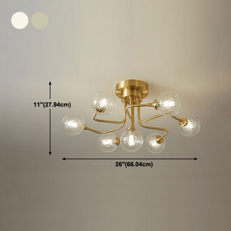 Contemporary Sphere Flush Light Fixture Glass Flush Mount Ceiling Fixture in Gold
