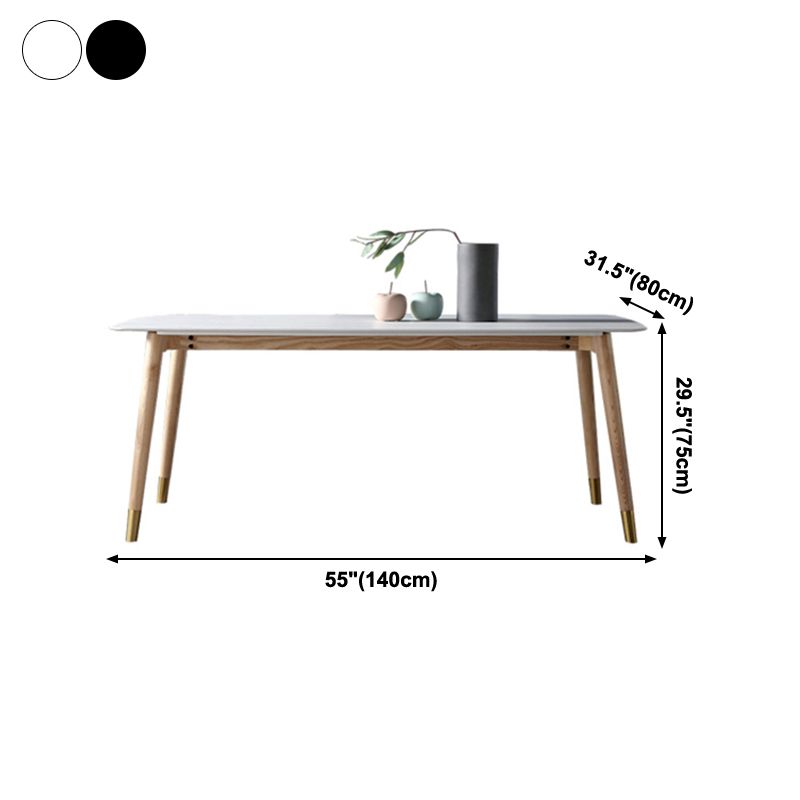 Rectangle Two-Color Dining Table Sintered Stone Table Luxury with 4 Legs