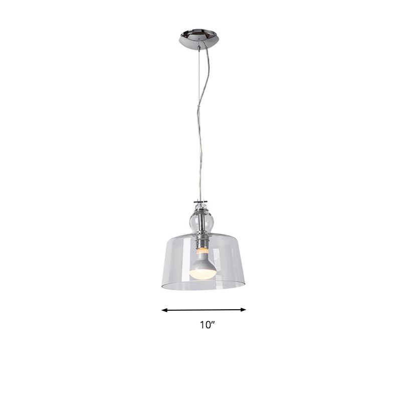 Luz colgante moderna 1 de luz con tono de vidrio transparente cromo