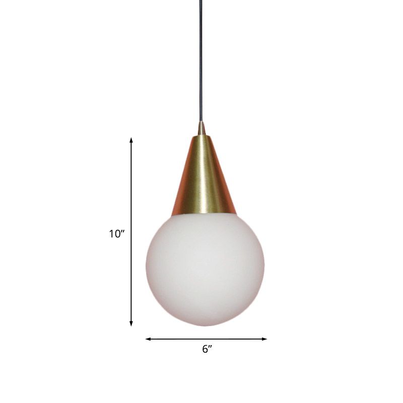 Brass Modo Ceiling Pendant Light Post Modern 1 Light Milk White Glass Suspension Lamp