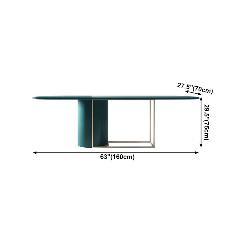 Modern Pine Wood Table in Green for Restaurant Rectangle Dining Table with Trestle Base