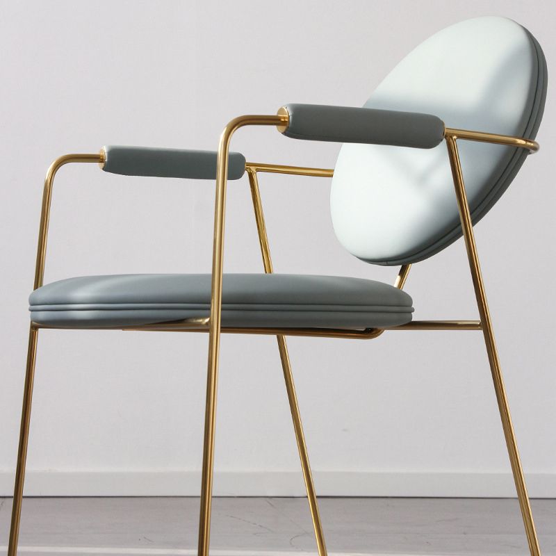 Upholstered Arm Chair Gold Base Dining Chair for Dining Room