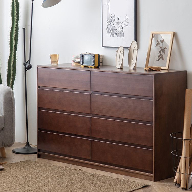 Contemporary Pine Wood Accent Chest with 8 Drawers Standard Chest