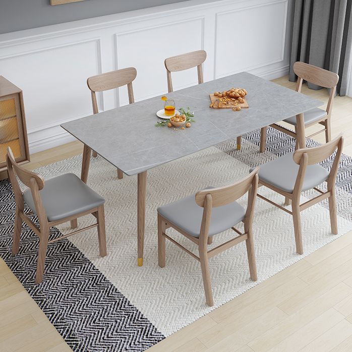 Rectangle Grey Tone Dining Table Sintered Stone Table Luxury Style with 4 Legs