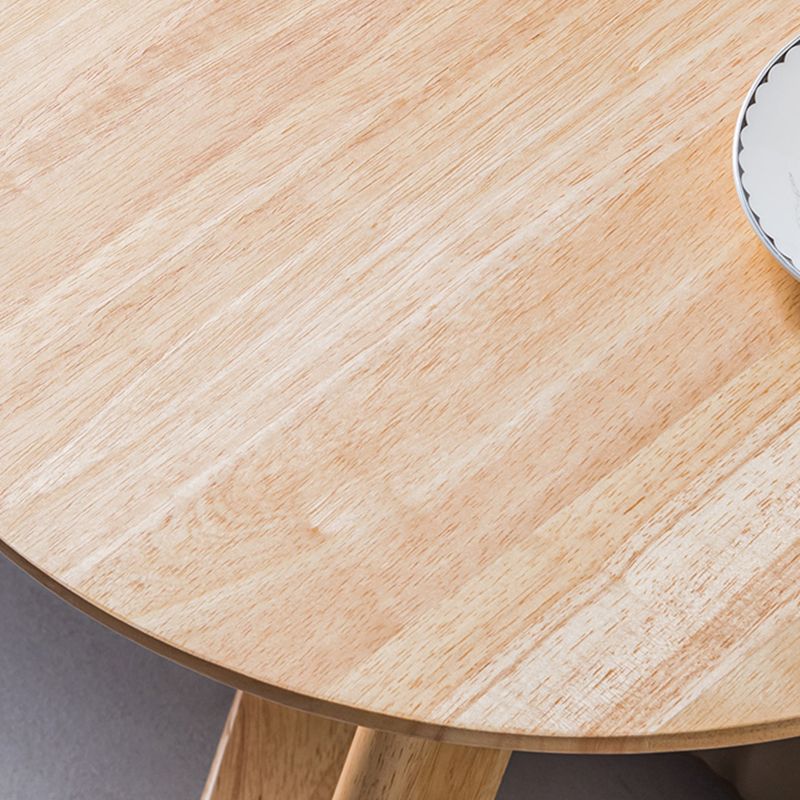 Contemporary Round Side Table Rubberwood Side End Snack Table