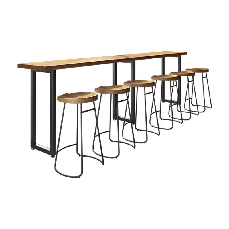 Industrial Rectangle Bar Table Set 1/7 Pieces Solid Wood Counter Table