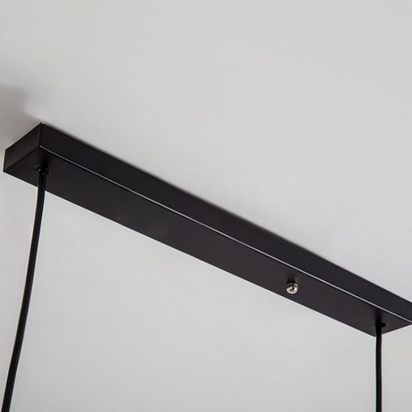 Black Cage Linear Chandelier 4/6 Lights Industrial Island Pendant Lights for Living Room